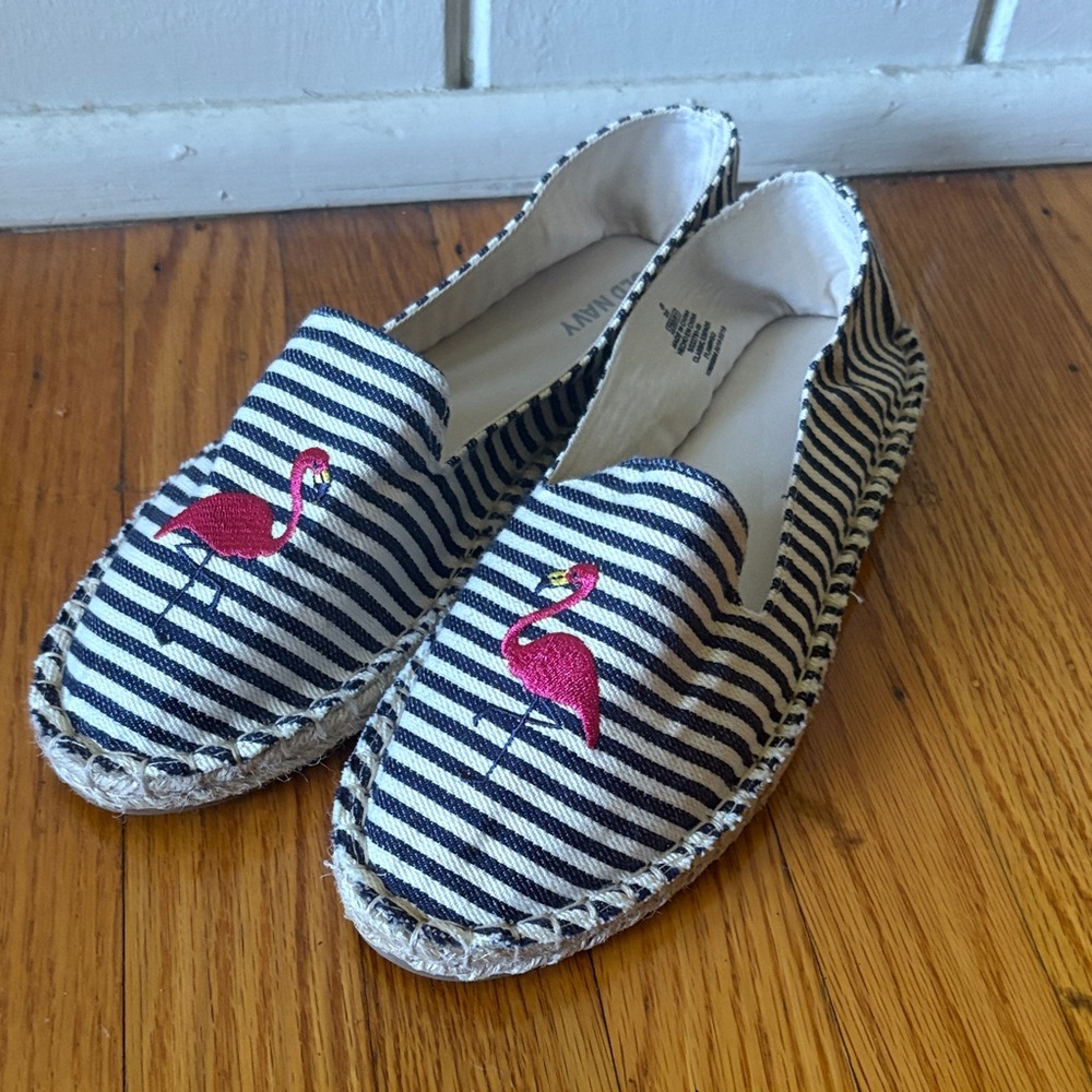 Old Navy Black and White Striped Espadrilles